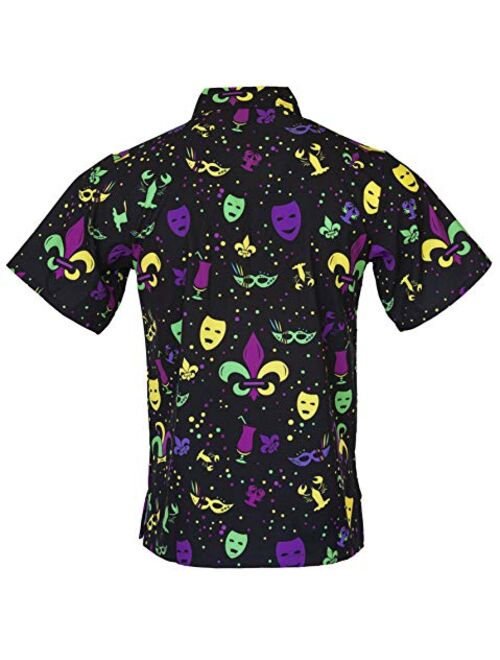 Funny Guy Mugs Men's Hawaiian Print Button Down Short Sleeve Thanksgiving Shirt