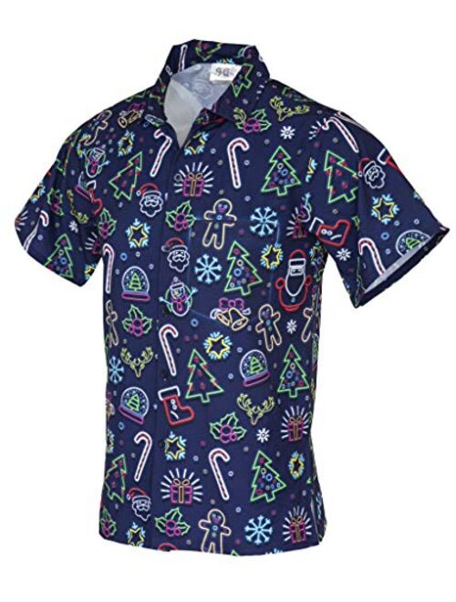 Funny Guy Mugs Men's Hawaiian Print Button Down Short Sleeve Thanksgiving Shirt