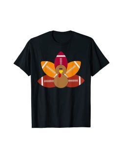 Cool Thanksgiving Football Turkey Shirt Funny Baby Turkey and Football Balls T-Shirt Sport Lovers T-Shirt