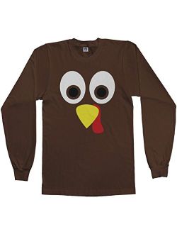 Threadrock Men's Thanksgiving Turkey Face Long Sleeve T-Shirt