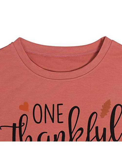 BANGELY One Thankful Mama Sweatshirt Women Thanksgiving Casual Long Sleeve Top Tees Mom Gift Shirts