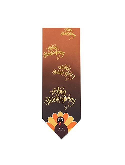 Jacob Alexander Men's Turkey Happy Thanksgiving Regular Neck Tie - Brown Orange