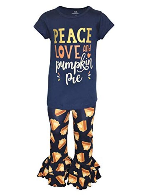 Unique Baby Girls Grateful Turkey 2pc Ruffle Thanksgiving Outfit