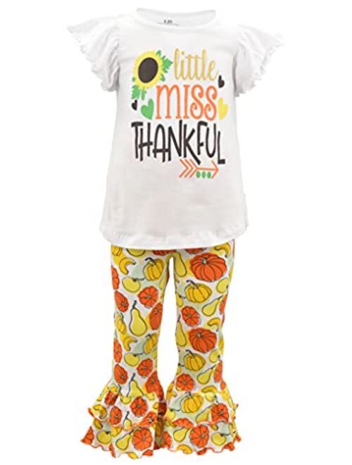 Unique Baby Girls Grateful Turkey 2pc Ruffle Thanksgiving Outfit