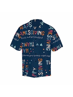 InterestPrint Men's Casual Button Down Short Sleeve Thanksgivng Pumpkin Leaf Hawaiian Shirt (S-5XL)