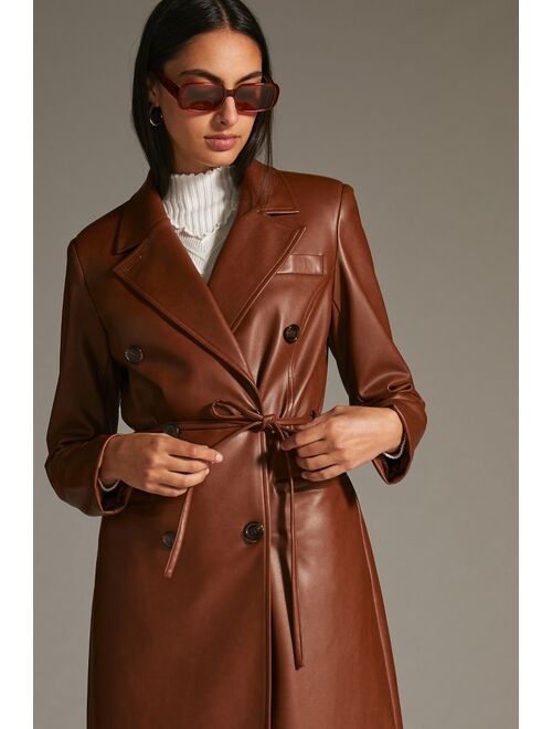 Buy Avec Les Filles Faux Leather Trench Coat online | Topofstyle