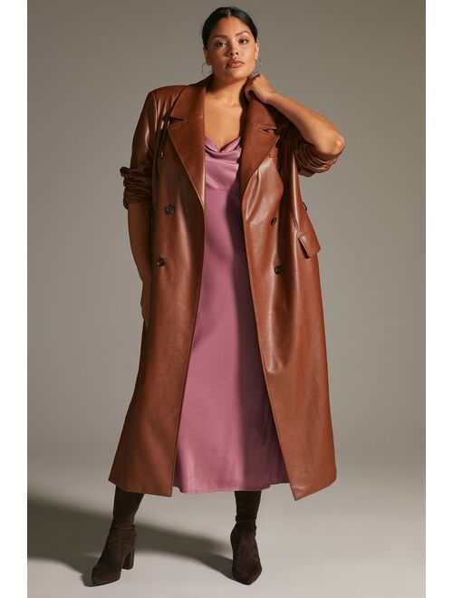 Avec Les Filles Faux Leather Trench Coat