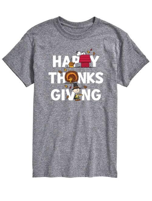 AIRWAVES Men's Short Sleeve Peanuts Happy Thanks Giving T-shirt