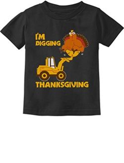 Tstars I'm Digging Thanksgiving Shirts for Boys Toddler Kids Tractor Turkey Shirt