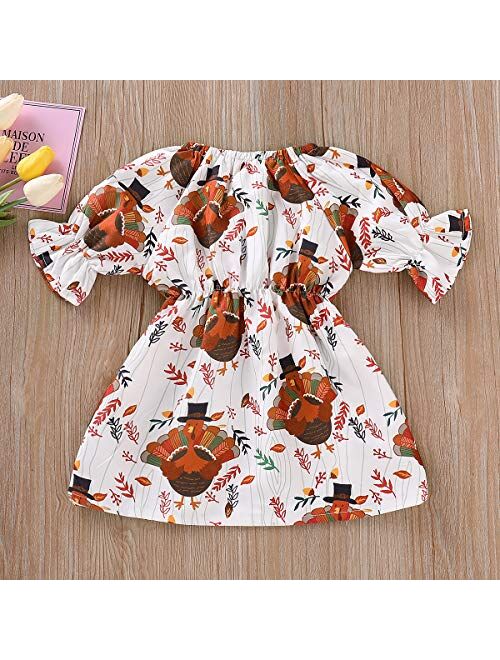 ZOELNIC Baby Girls Christmas Dress Long Sleeve Deer Bowknot Ruffles Tutu Dress