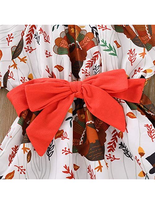 ZOELNIC Baby Girls Christmas Dress Long Sleeve Deer Bowknot Ruffles Tutu Dress