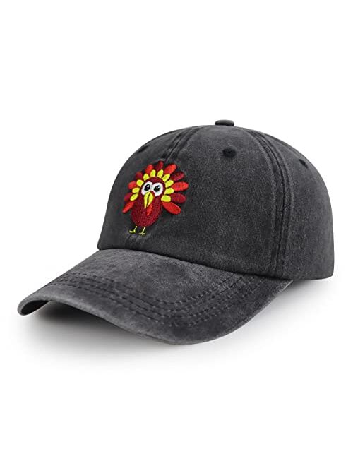 Xpayzere Thanksgiving Hats for Men Women, Adjustable Cotton Embroidered Dad Baseball Cap for Family Friends Holiday Autumn Home