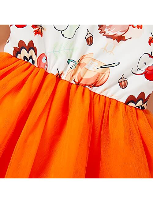 GRNSHTS Baby Girls Thanksgiving Outfits Long Sleeve Turkey Tutu Skirts Ruffle Dress Toddler Girl Clothes