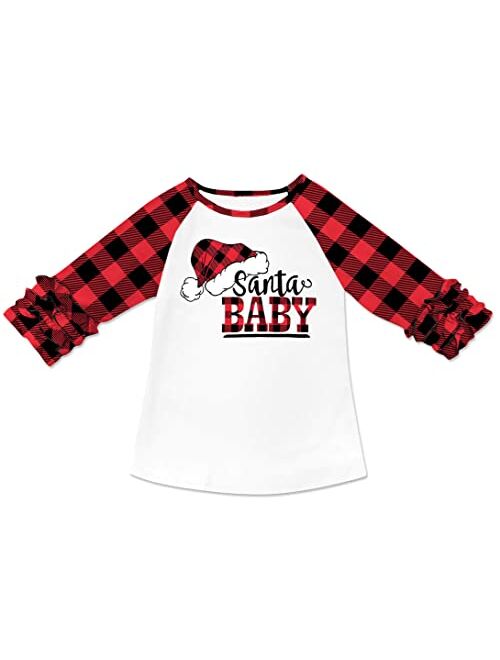 BesserBay Little Girl's Valentine Ruffled Sleeve Raglan Tee Shirt 1-8 Years