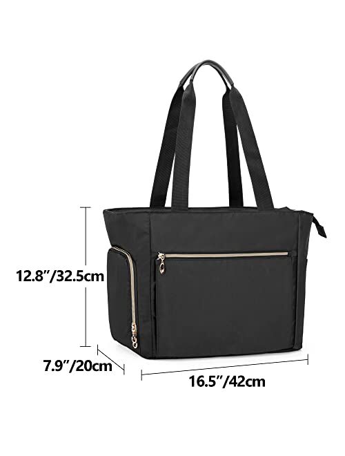 CURMIO Teacher Tote Bag for Women, Portable Teacher Work Bag with Padded Sleeve and Compartments for Laptop, School Supplies, Ideal Gifts for Teachers, Black, Bag Only