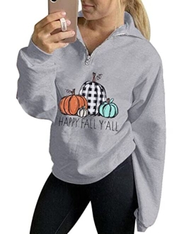 Vilove Women Pumpkin Sweatshirt Its Fall Yall Graphic Pullover Funny Fall Halloween Thanksgiving Casual Tops