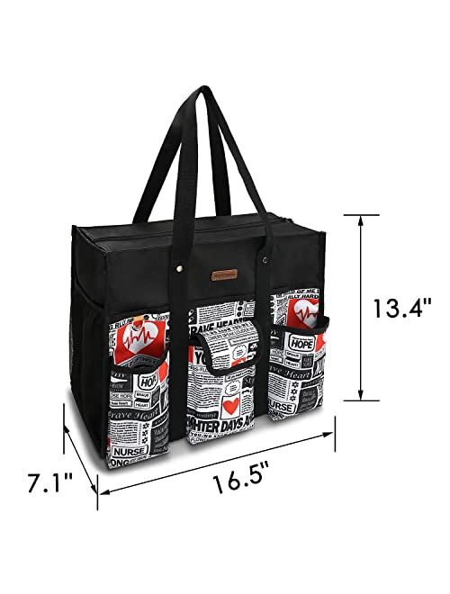 Glat Coberry Teacher Utility Tote Bag with Multiple Pockets