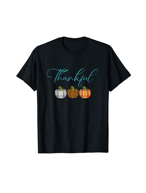 Ash Fall Plaid Pumpkin Thankful women, Thanksgiving Be Blessed T-Shirt