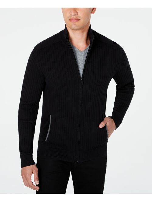 Alfani Men's Ribbed Full-Zip Sweater, Classic Fit, Created for Macy's