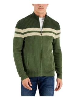 Men's Regular-Fit Colorblocked Stripe Full-Zip Cardigan, Created for Macy's