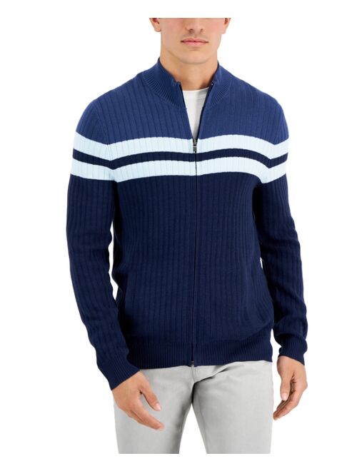 Alfani Men's Regular-Fit Colorblocked Stripe Full-Zip Cardigan, Created for Macy's