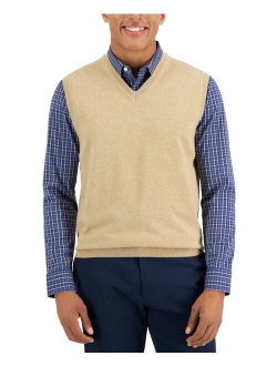 Men's Solid V-Neck Sweater Vest, Created for Macy's