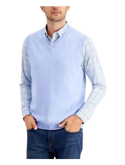 Men's Solid V-Neck Sweater Vest, Created for Macy's