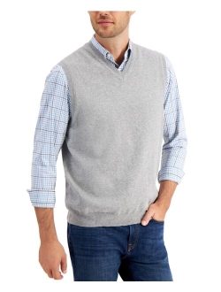 Men's Solid V-Neck Sweater Vest, Created for Macy's