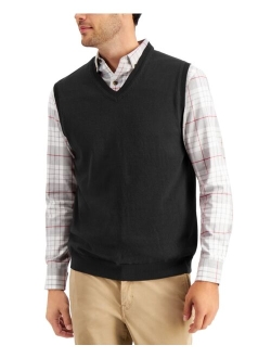 Men's Solid V-Neck Sweater Vest, Created for Macy's