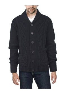 X-Ray Men's Shawl Collar Cable Knit Cardigan