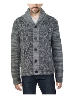 X-Ray Men's Shawl Collar Cable Knit Cardigan