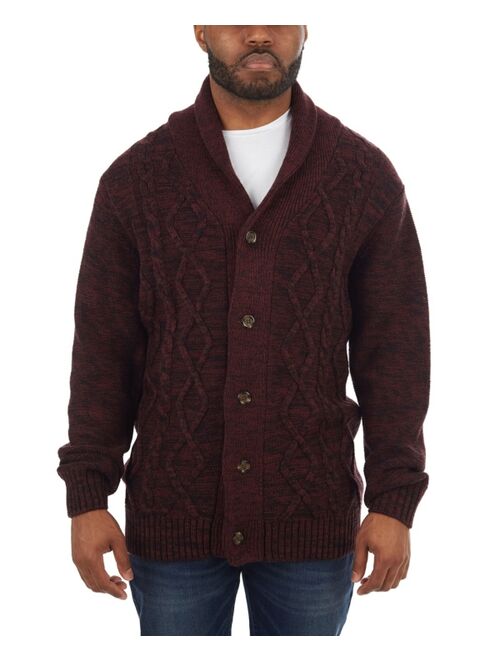 X-Ray Men's Shawl Collar Cable Knit Cardigan