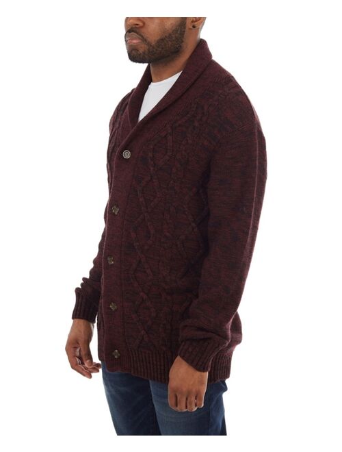 X-Ray Men's Shawl Collar Cable Knit Cardigan