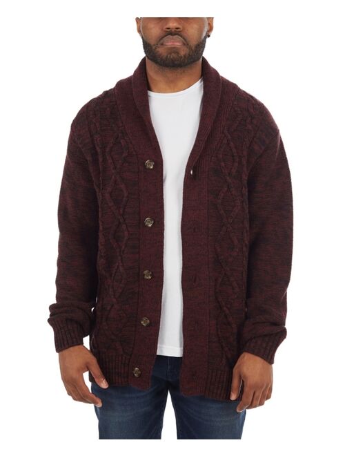 X-Ray Men's Shawl Collar Cable Knit Cardigan