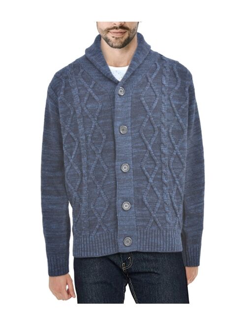 X-Ray Men's Shawl Collar Cable Knit Cardigan