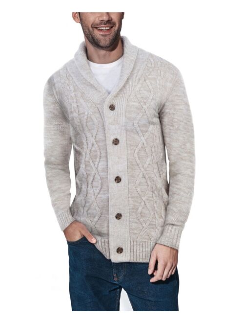 X-Ray Men's Shawl Collar Cable Knit Cardigan