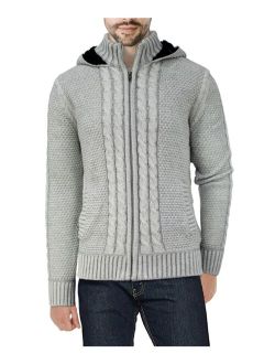 X-Ray Men's Hooded Full-Zip High Neck Sweater Jacket