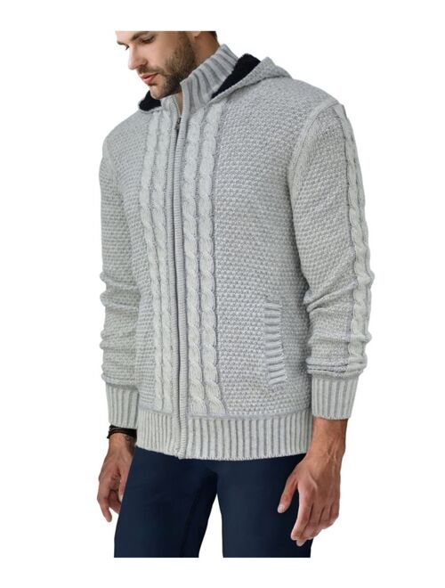 X-Ray Men's Hooded Full-Zip High Neck Sweater Jacket