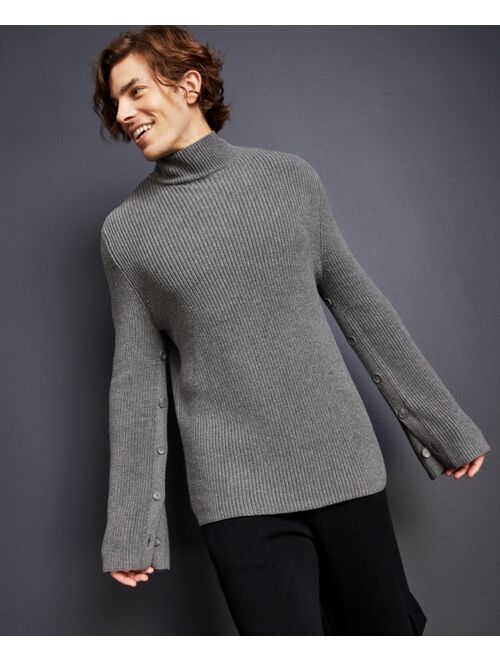 Royalty by Maluma Men's Relaxed-Fit Buttoned-Sleeve Turtleneck Sweater, Created For Macy's