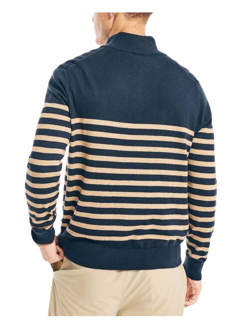 Nautica Men's Navtech Striped Quarter-Zip Sweater