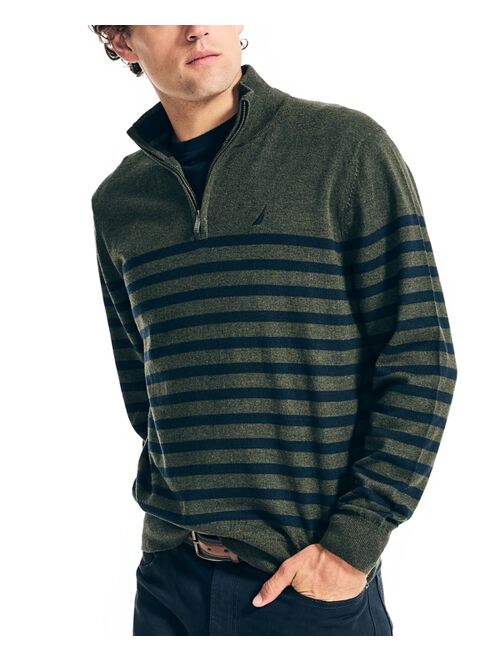 Nautica Men's Navtech Striped Quarter-Zip Sweater