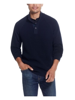 Men's Textured Button Mock Neck Sweater