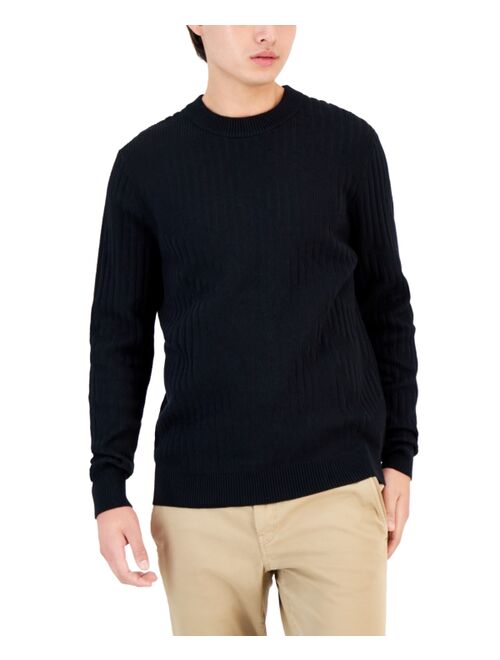 Alfani Men's Ribbed Marble Crewneck Sweater, Created for Macy's