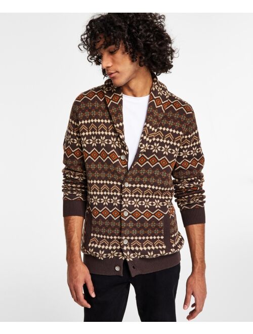 Sun + Stone Men's Fair Isle Cardigan Sweater, Created for Macy's