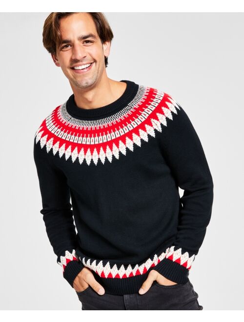 Charter Club Men's Fair Isle Mock Neck Holiday Sweater, Created for Macy's