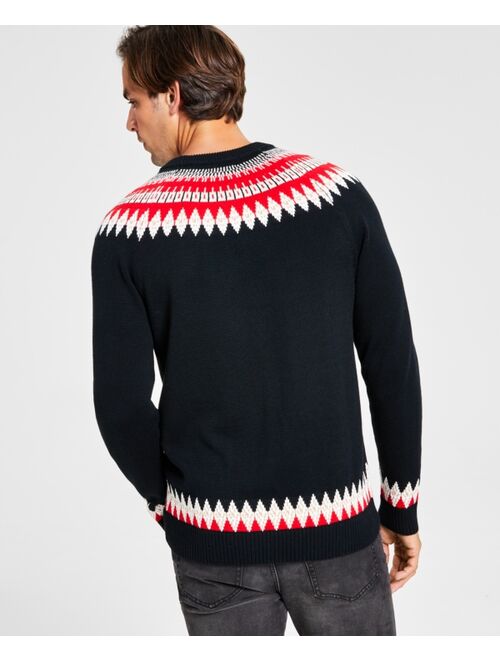 Charter Club Men's Fair Isle Mock Neck Holiday Sweater, Created for Macy's