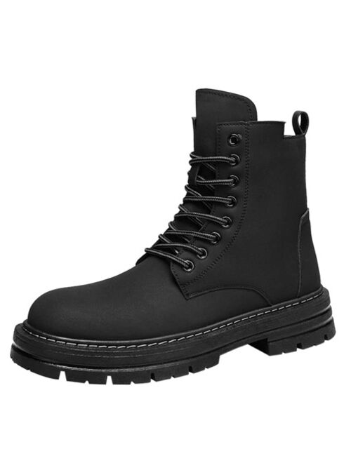 Shein Men Side Zip Lace-up Front Combat Boots