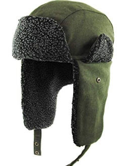 Kbethos Wool Blend Aviator Trapper hat Trooper Ear Flaps Ushanka Eskimo Bomber Russian Warm Winter Cold