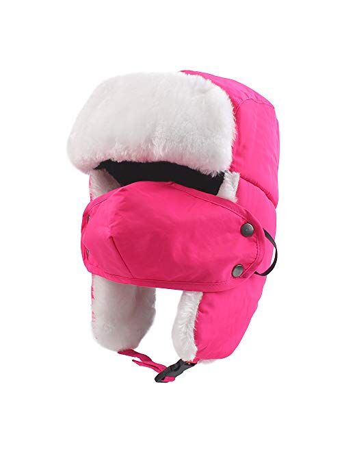 Zsedrut Winter Boy Trapper Trooper Hat Outdoor Warm Girls Ski Cap Windproof Mask Ear Flaps Hats for Kids