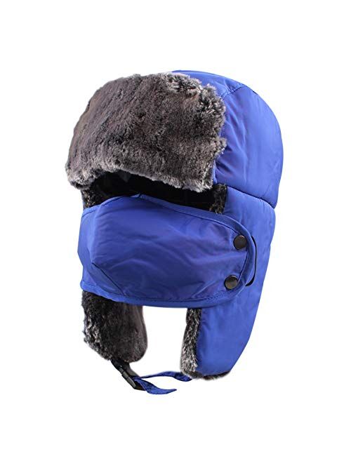 Zsedrut Winter Boy Trapper Trooper Hat Outdoor Warm Girls Ski Cap Windproof Mask Ear Flaps Hats for Kids